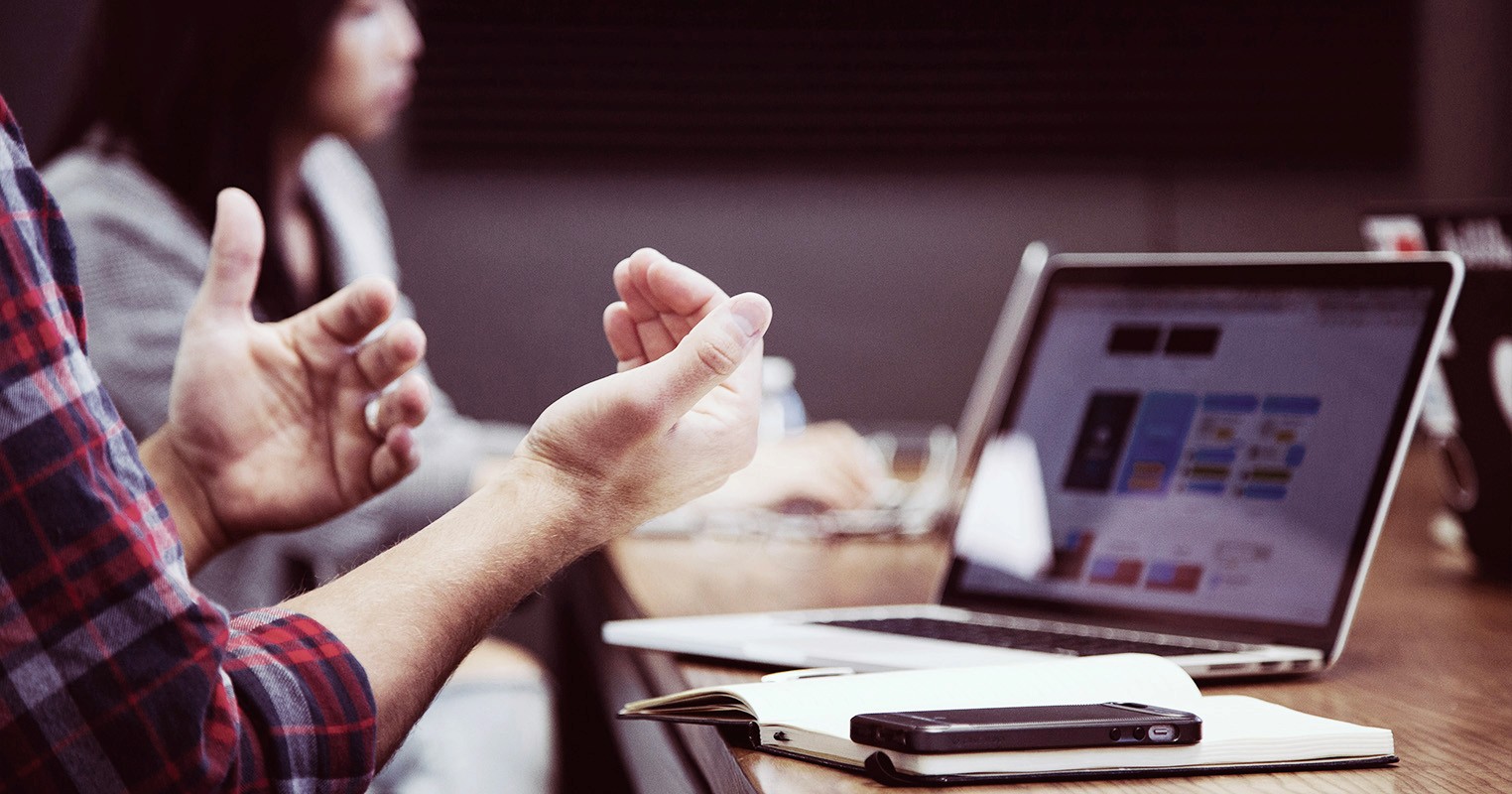 Angry hand gesture in office