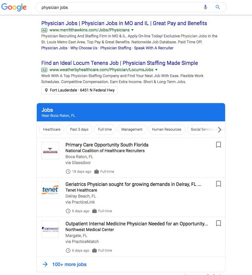 Google Jobs rich snippet