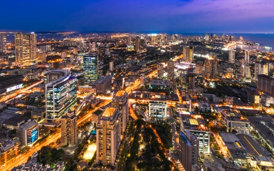 city skyline at night