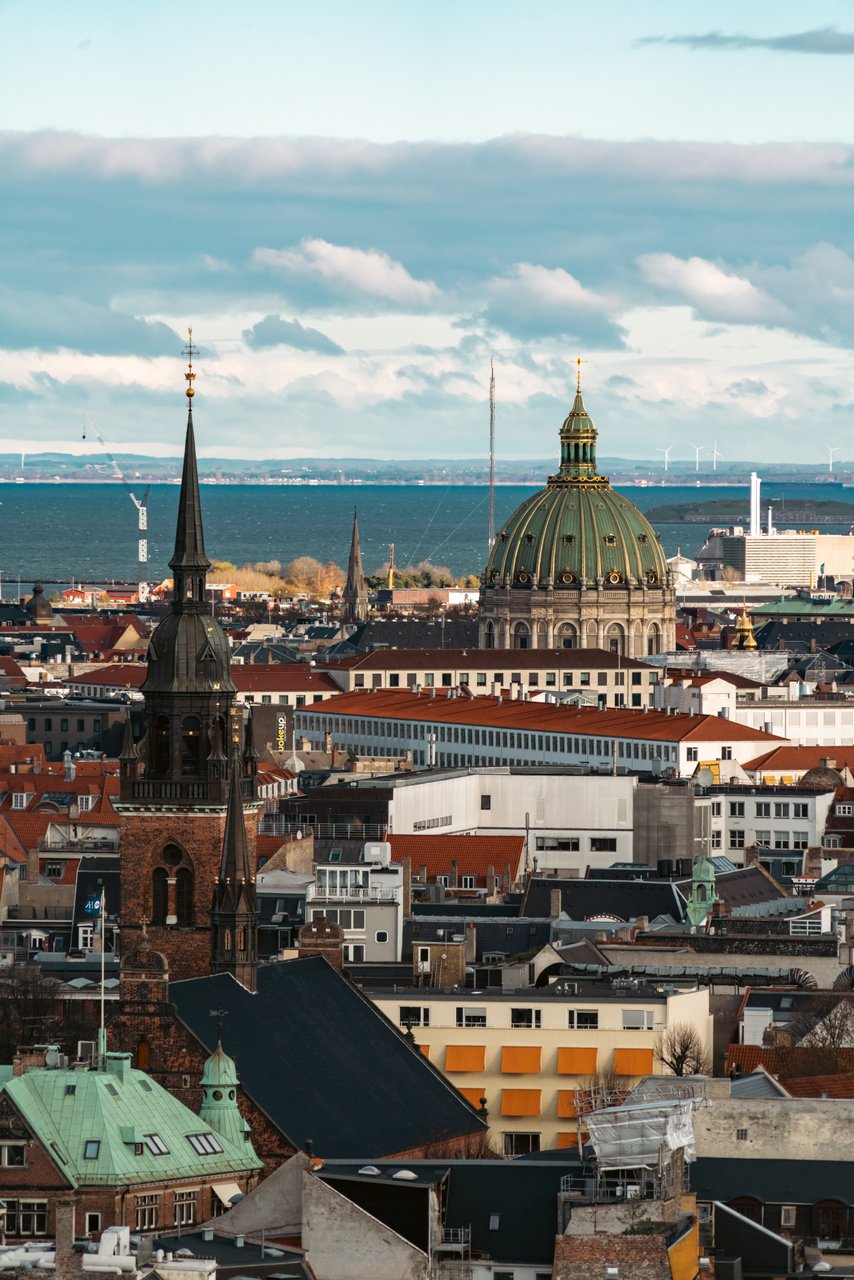 Copenhagen From Above. Marmorkirken and Rådhus