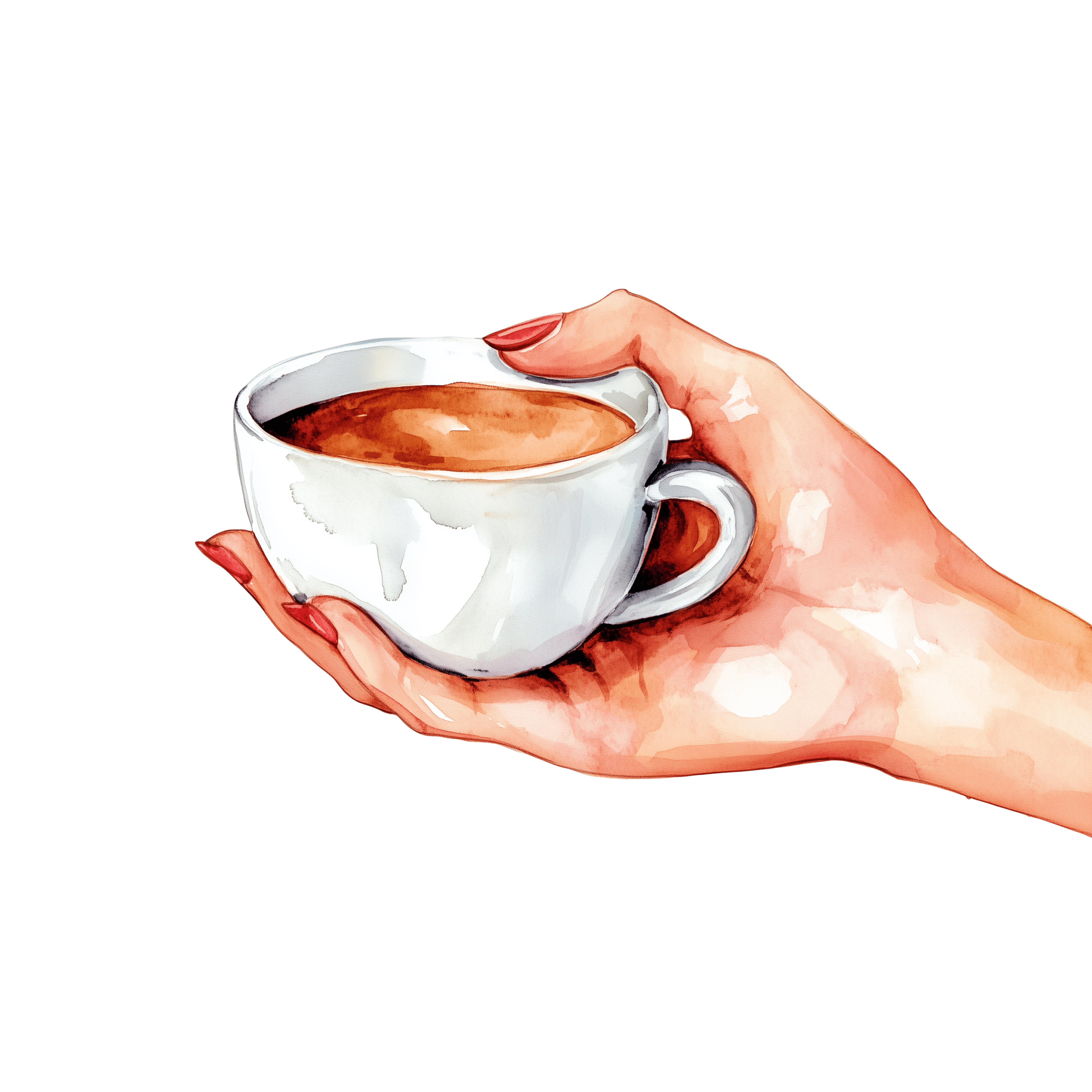 one hand holding coffee cup