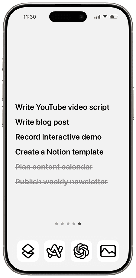 SyncTasks task list widget on the iPhone home screen