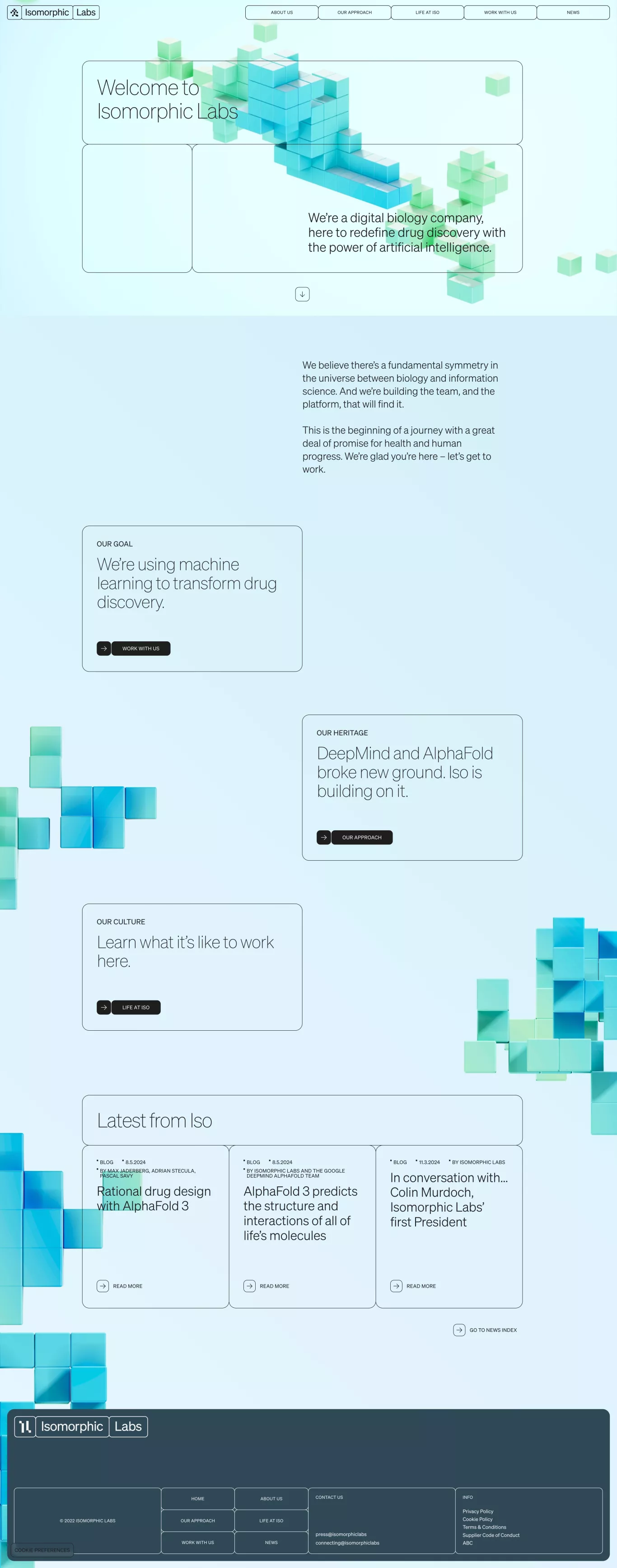 Reimagining Drug Discovery Process with landing page screenshot showcasing Medical and Tech design