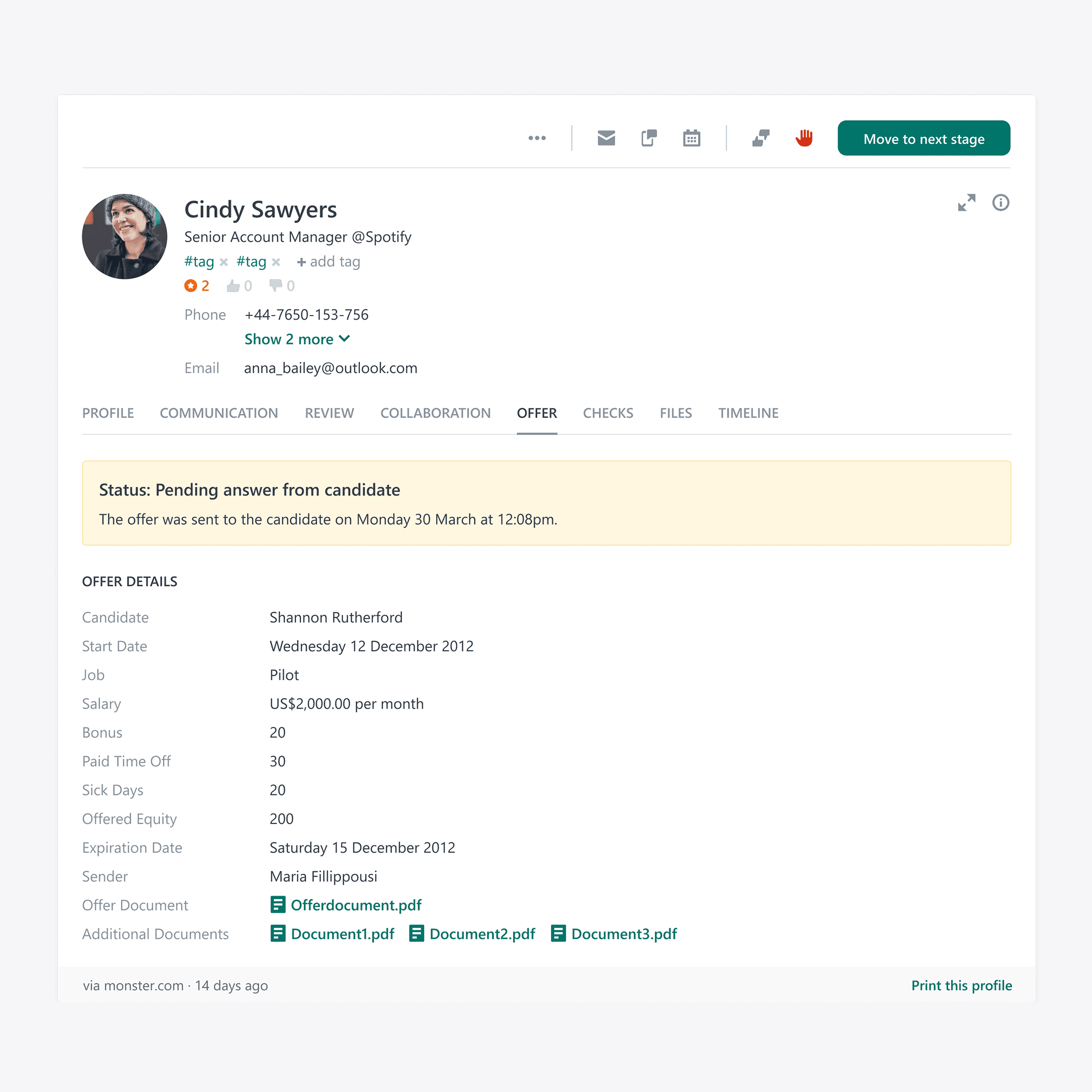 Workable Candidate offer