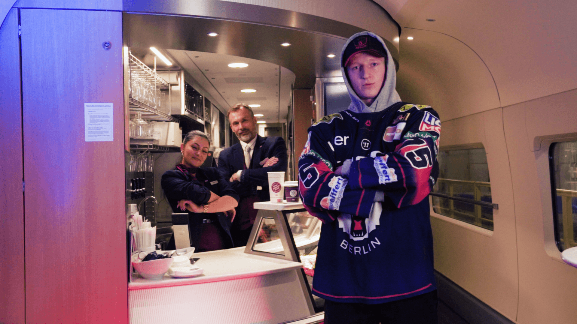 Eisbaeren berlin player looking tough into camera, music video