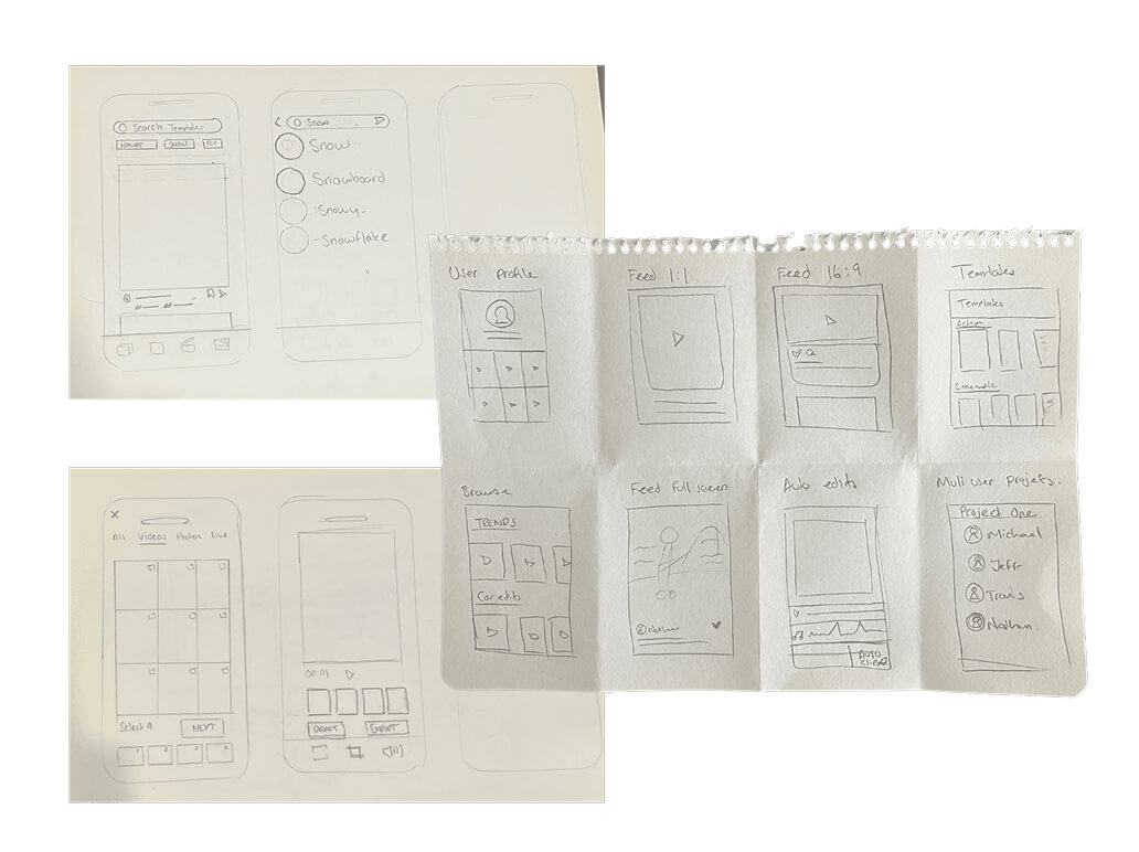 Sketchs and wireframes