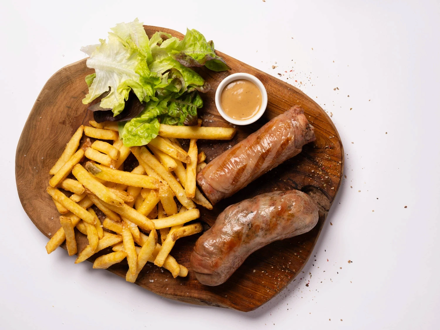repas sur une planche vue du dessus