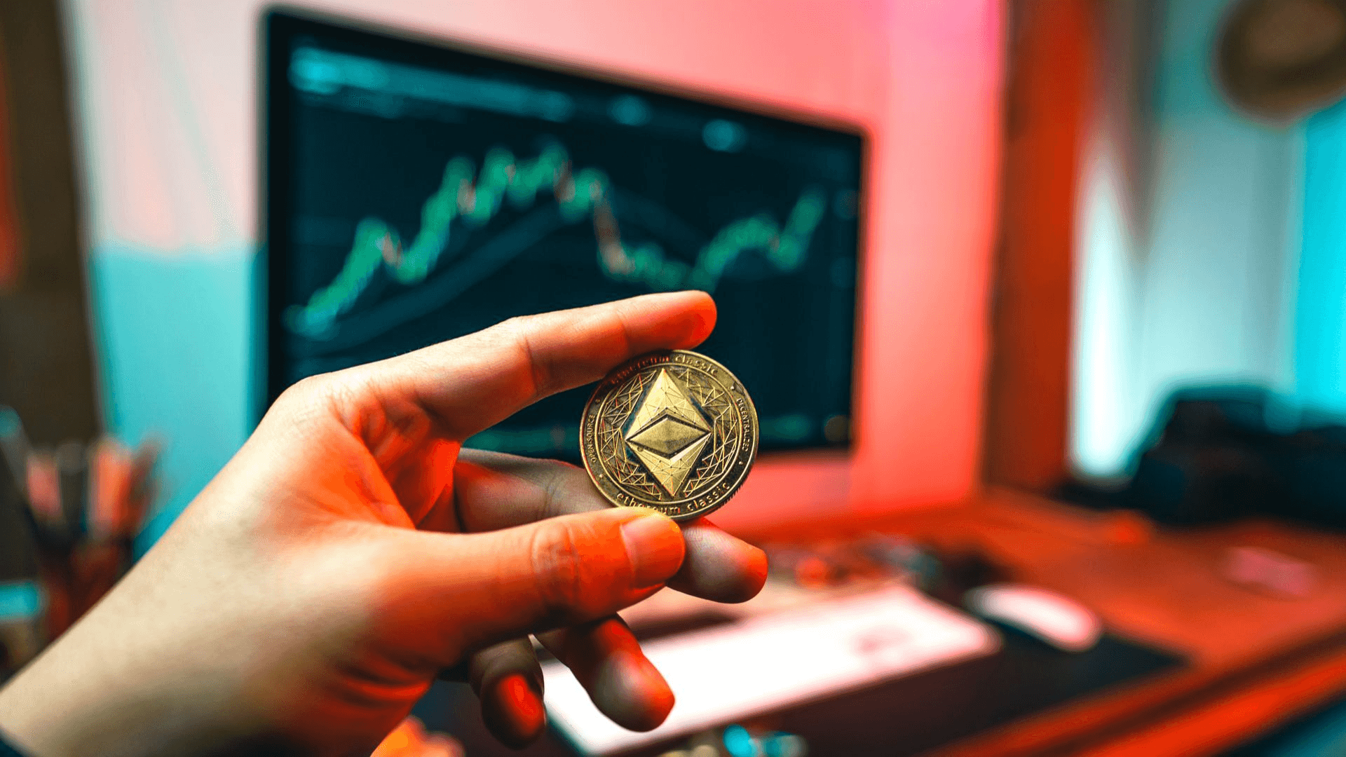 Man holding an Ethereum gold coin -  How to Calculate Crypto Gains 