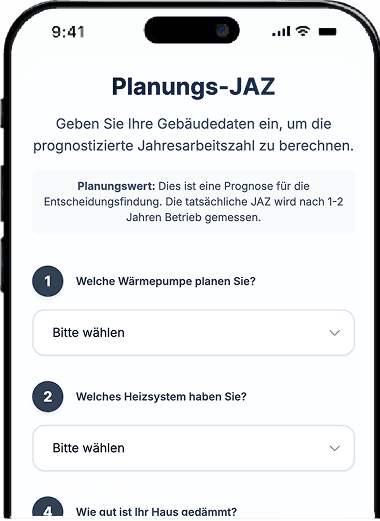 Mockup Vorschau des JAZ Rechners auf einem iPhone.