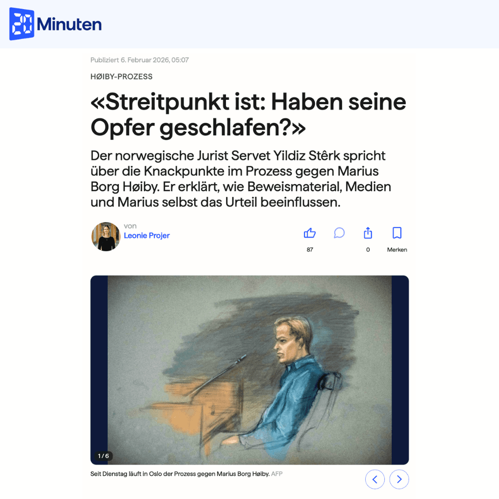Advokat Stêrk kommenterer Høiby-saken i sveitsisk storavis