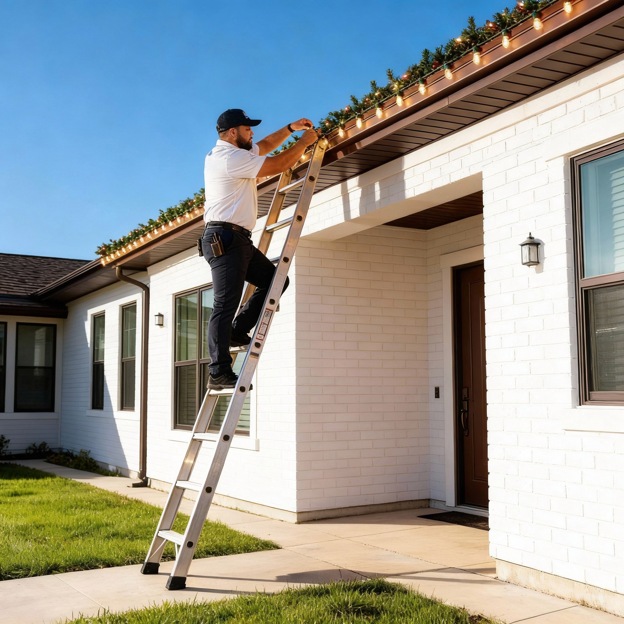 Captain Spaniel Exterior Cleaning tech light hanging service