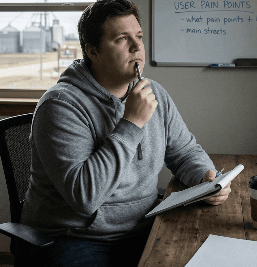 Driver standing outside of his vehicle, having just ran out of gas.