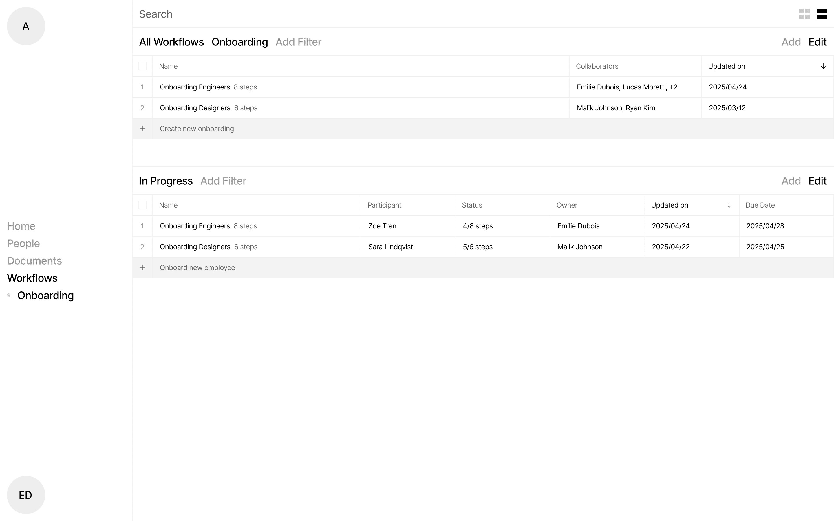 Workflows & Onboarding – Task Board