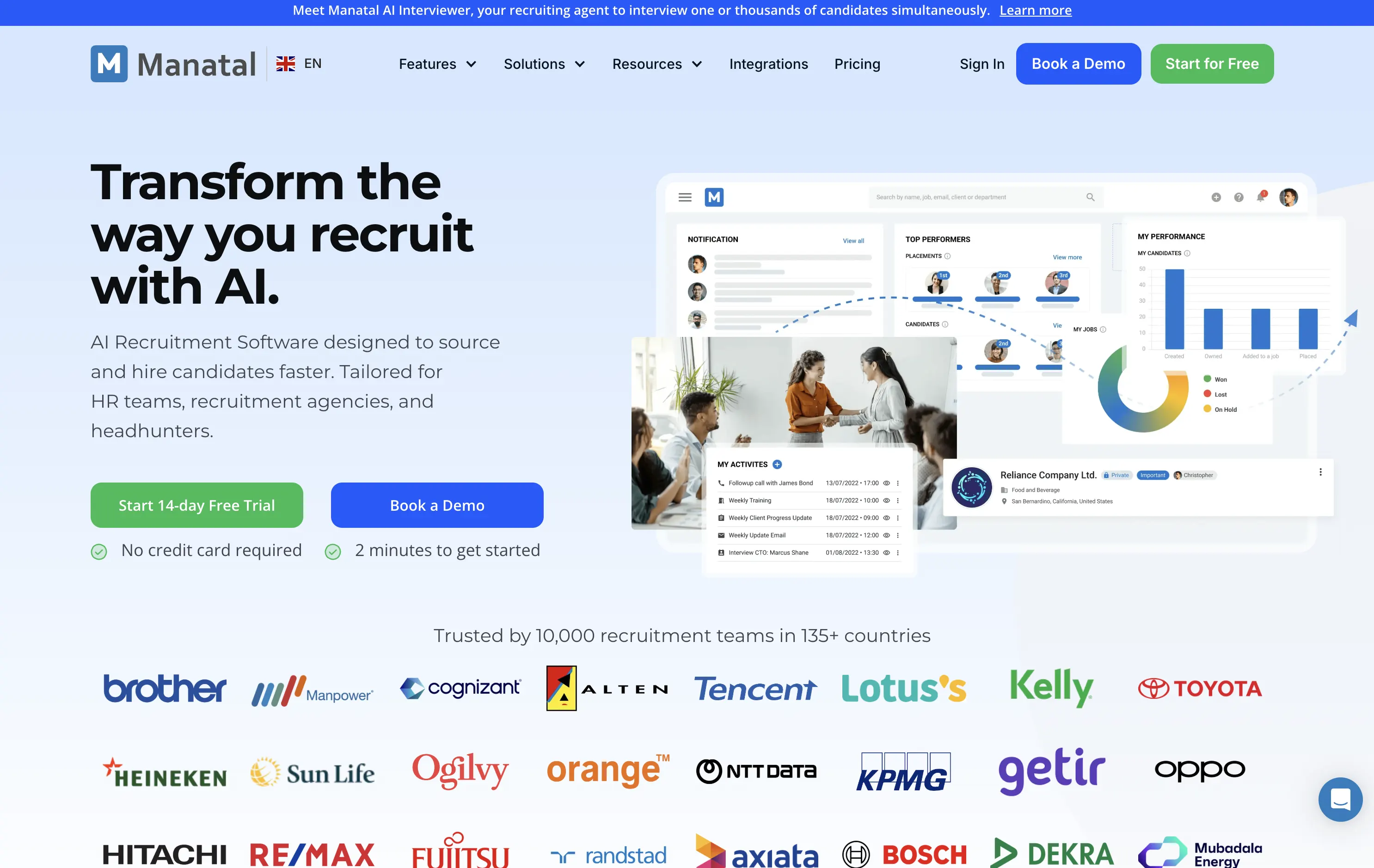Manatal Homepage