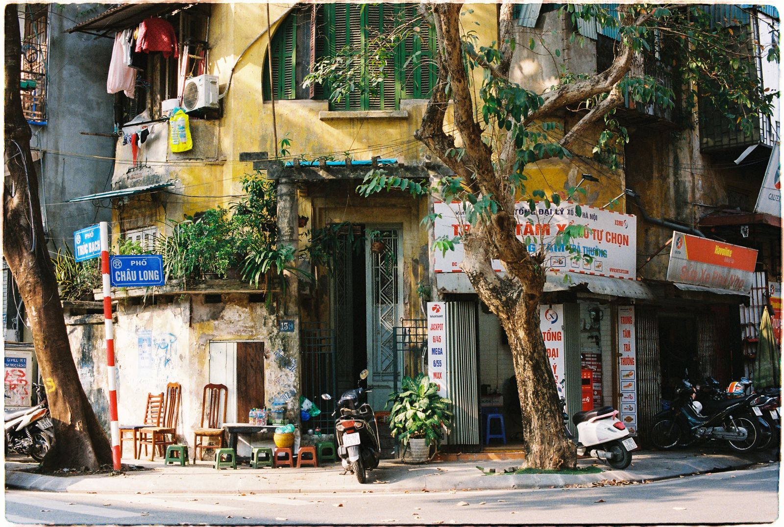 Street with motorbikes in Hanoi