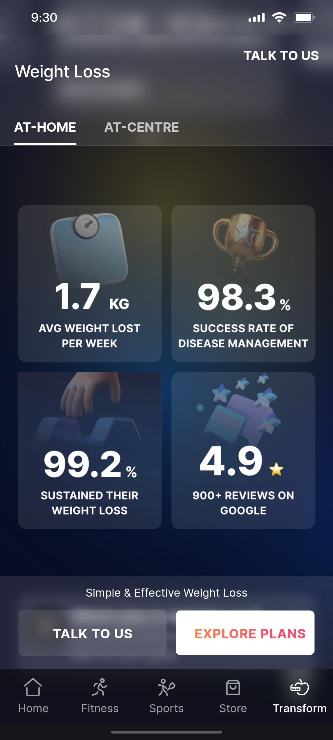 Cult.fit App Weight Loss Screen