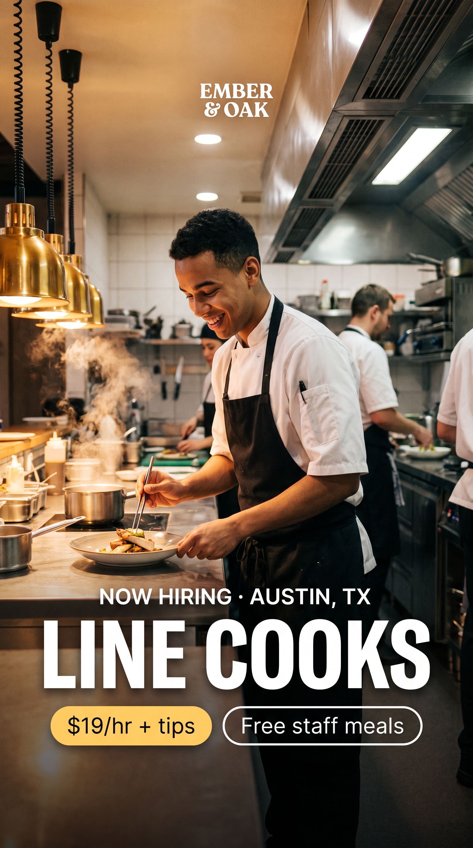 Line Cook job ad, Austin, TX, $19/hr