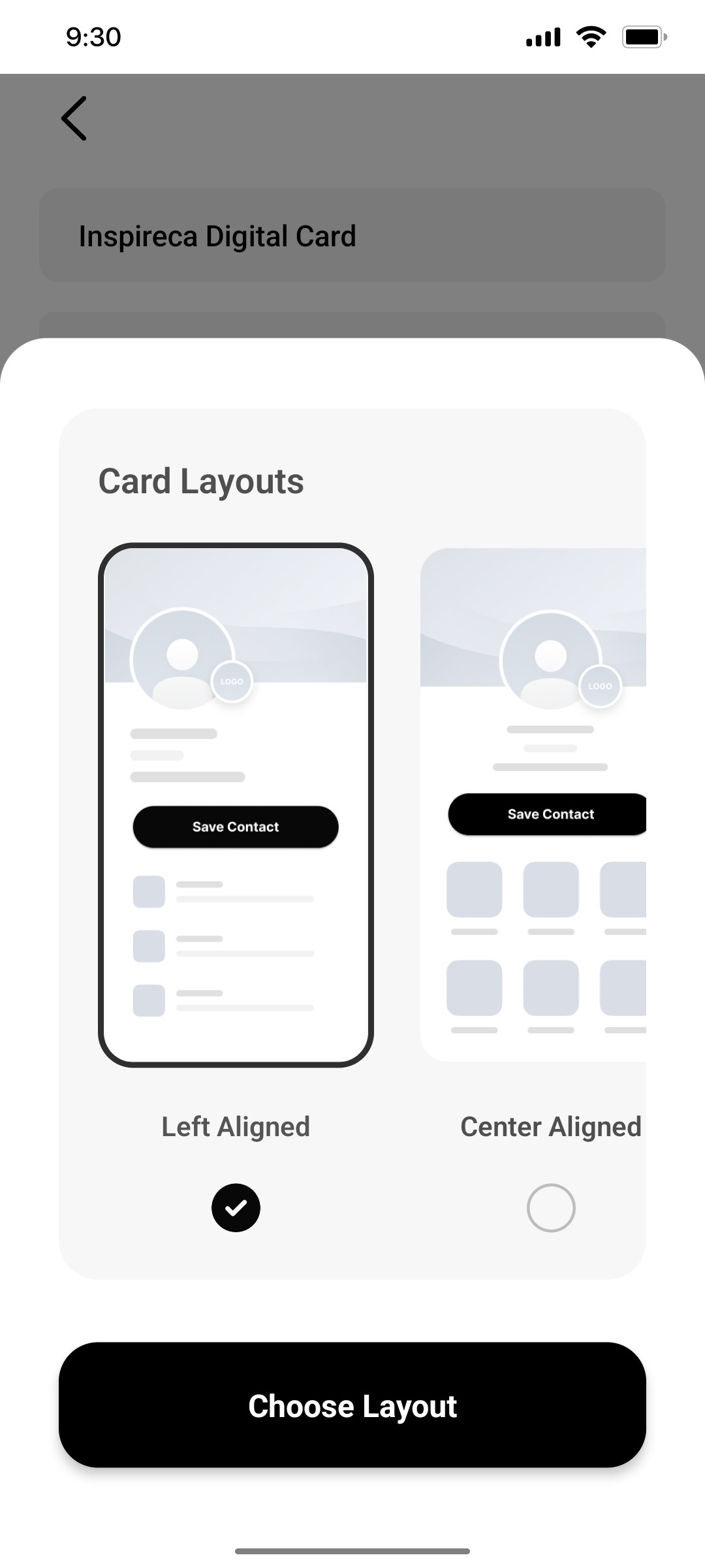 Popl Choose Layout Screen
