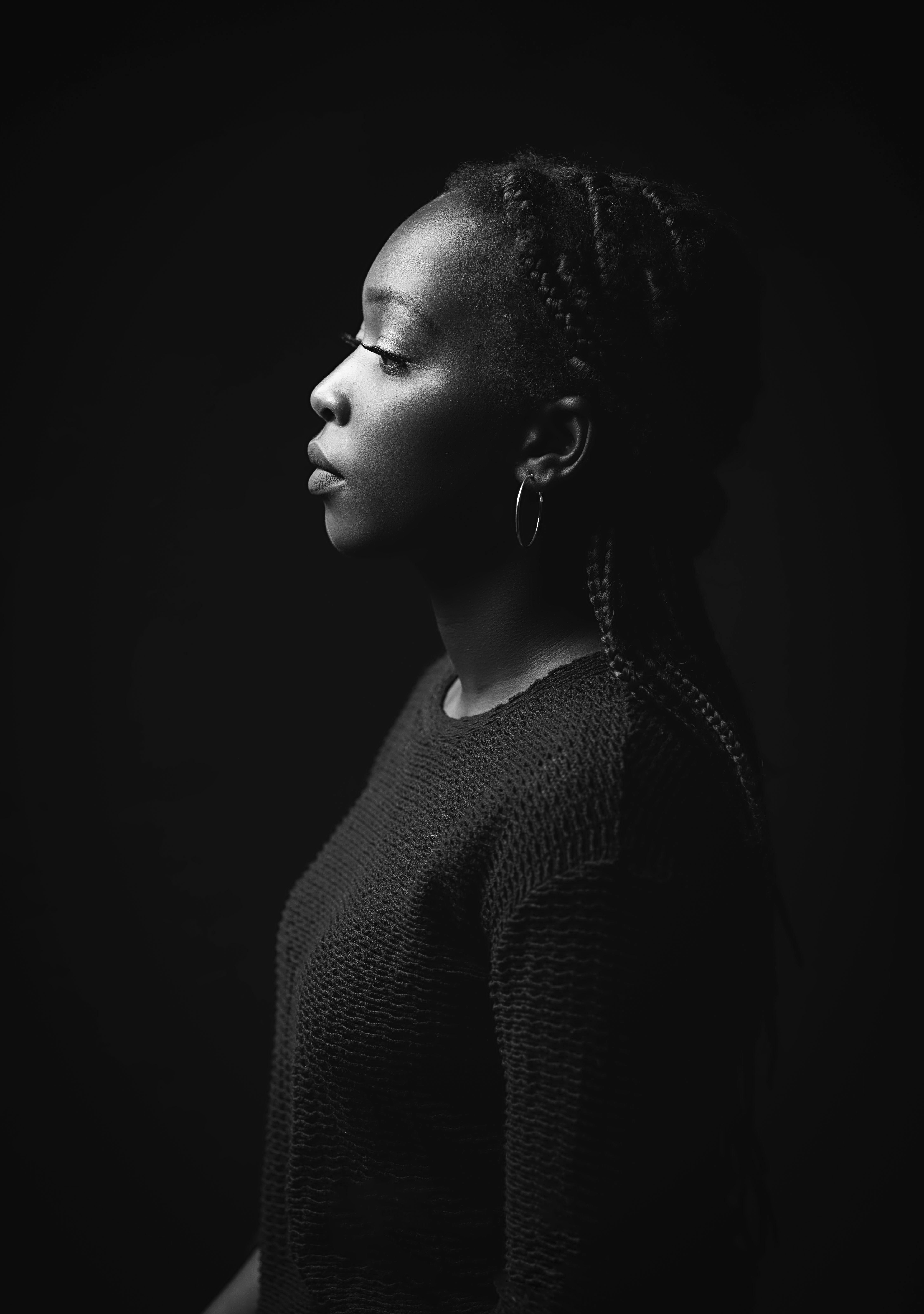 a black and white photo of a woman