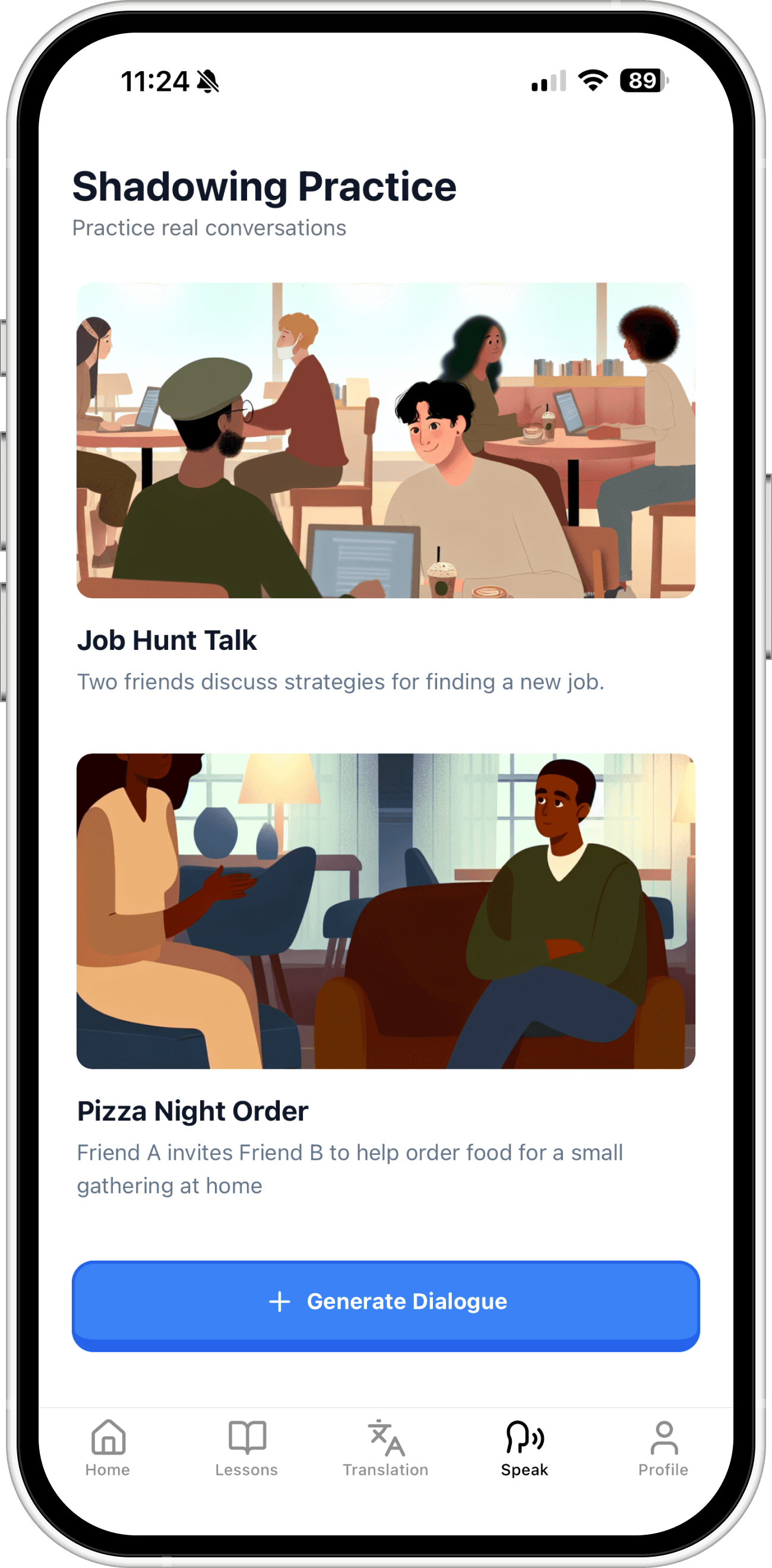 Gold iPhone displaying a habit tracker app interface with cards for journaling, exercise, hydration, and meditation, set against a light grey background.