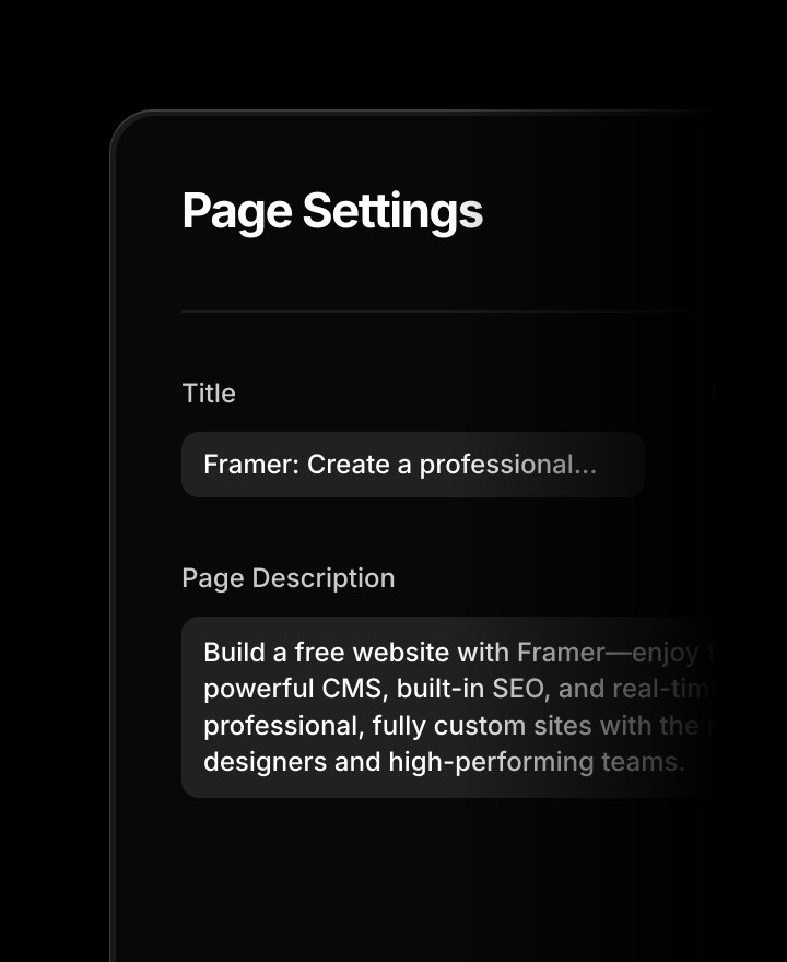 Framer SEO page settings