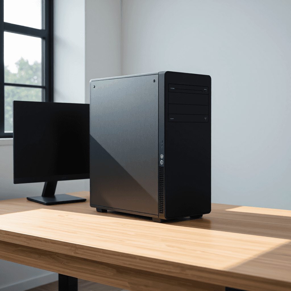 product photography of desktop computer tower