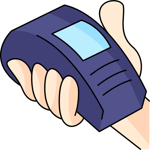 A 3D translucent blue hammer with smooth plastic-like material and soft reflective lighting on a transparent background.