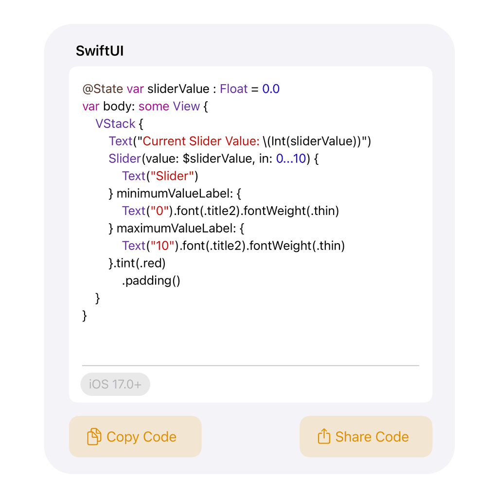 Example of generated code from app