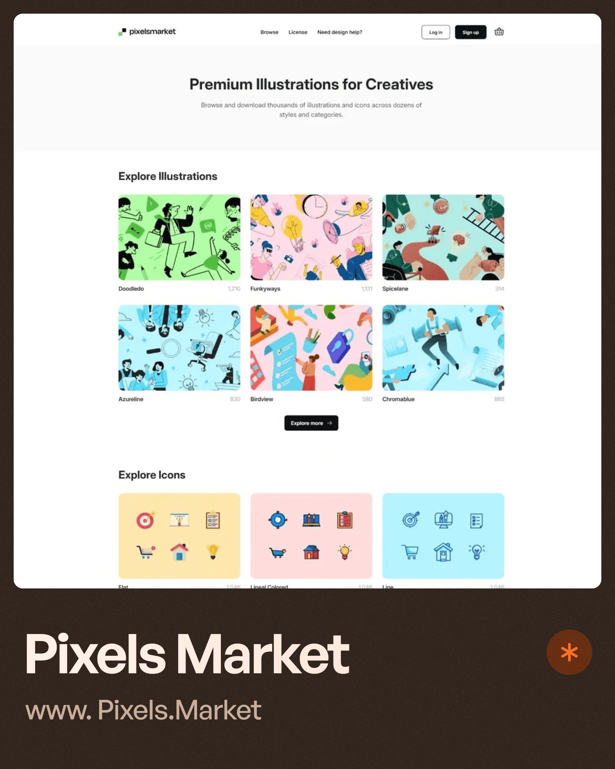 Pixels Market website page