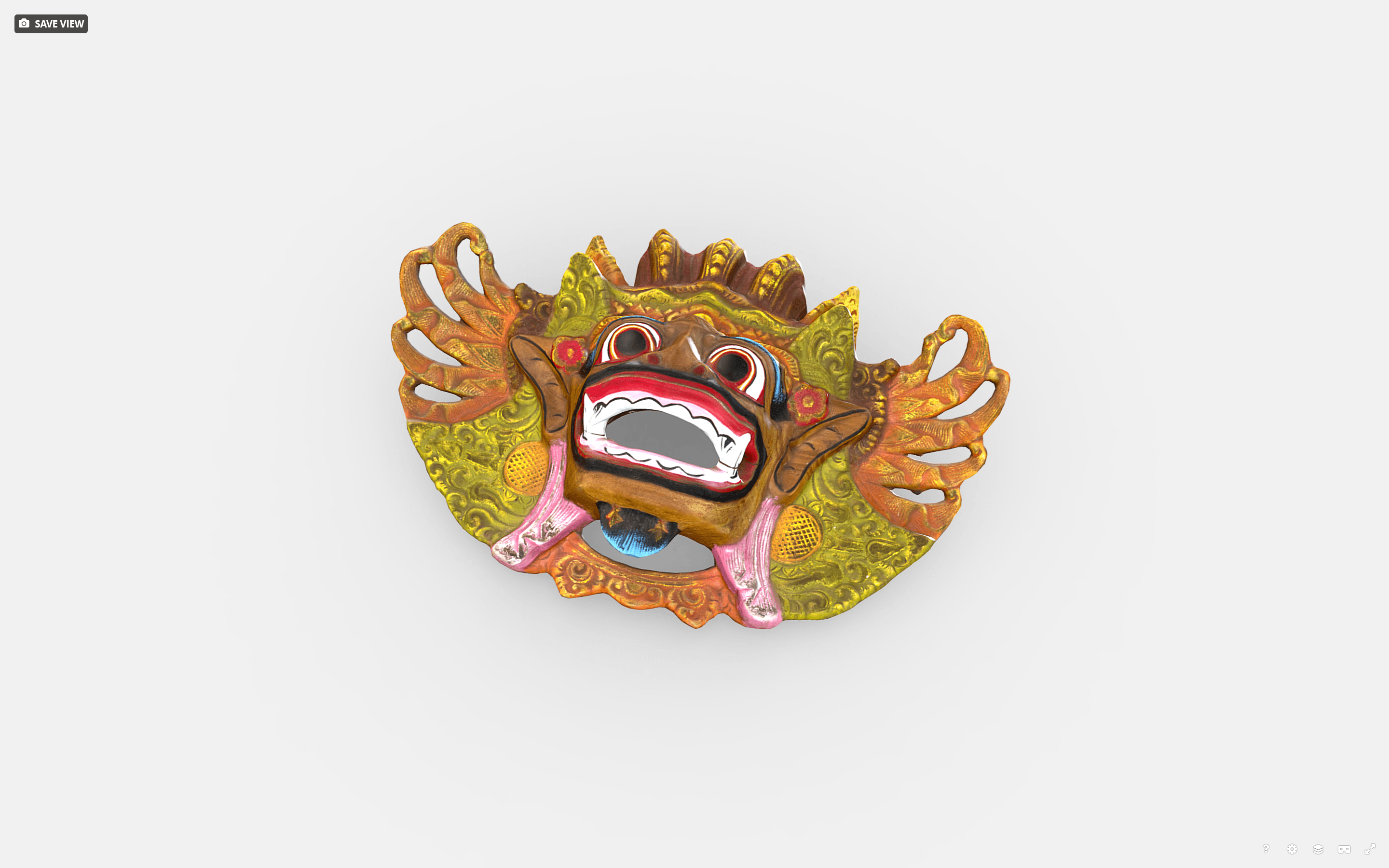 Screenshot of 3D model of Balinese colorful mask.