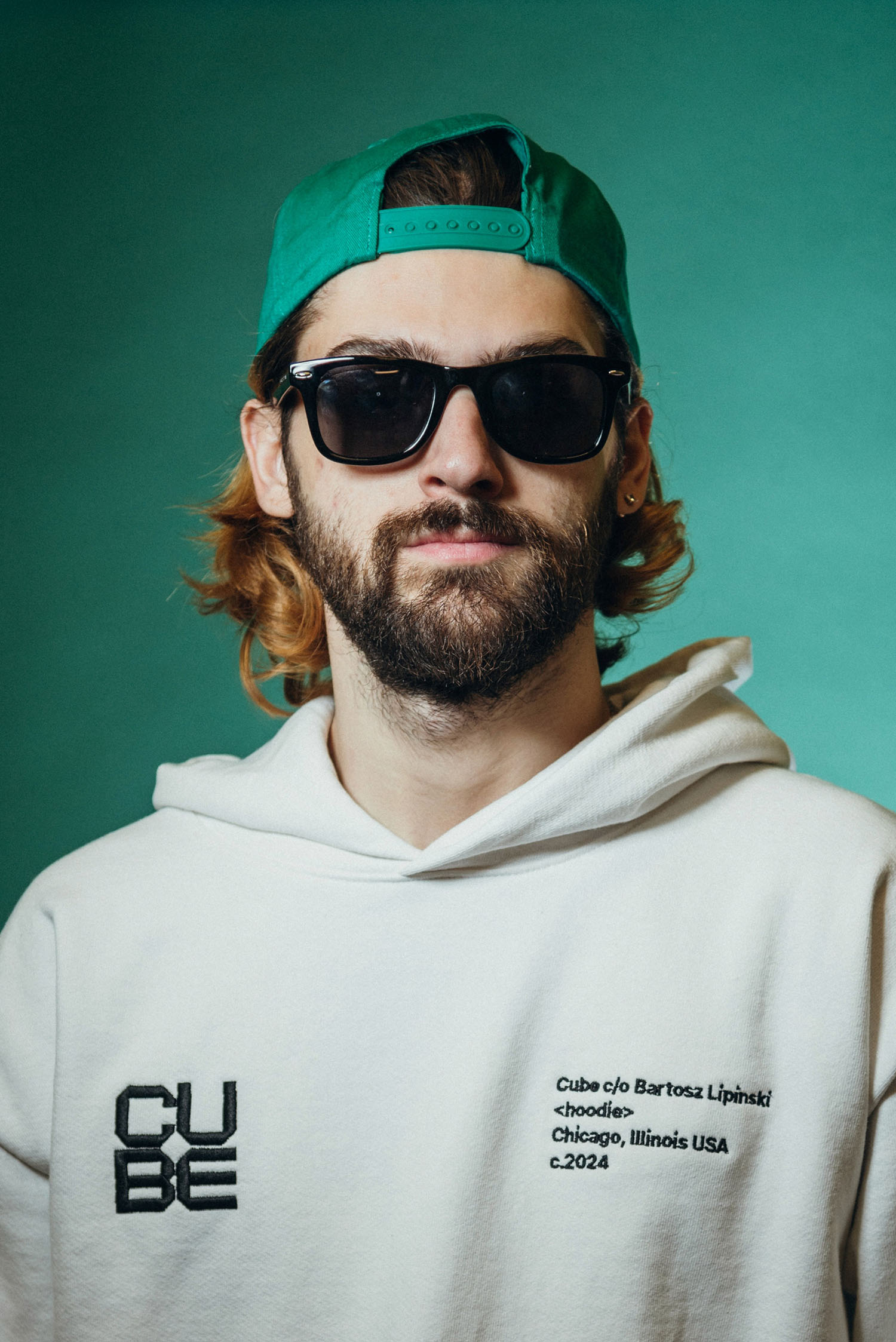 Modern team portrait from Cube’s Chicago creative shoot, highlighting personal style and brand culture through bold studio photography.