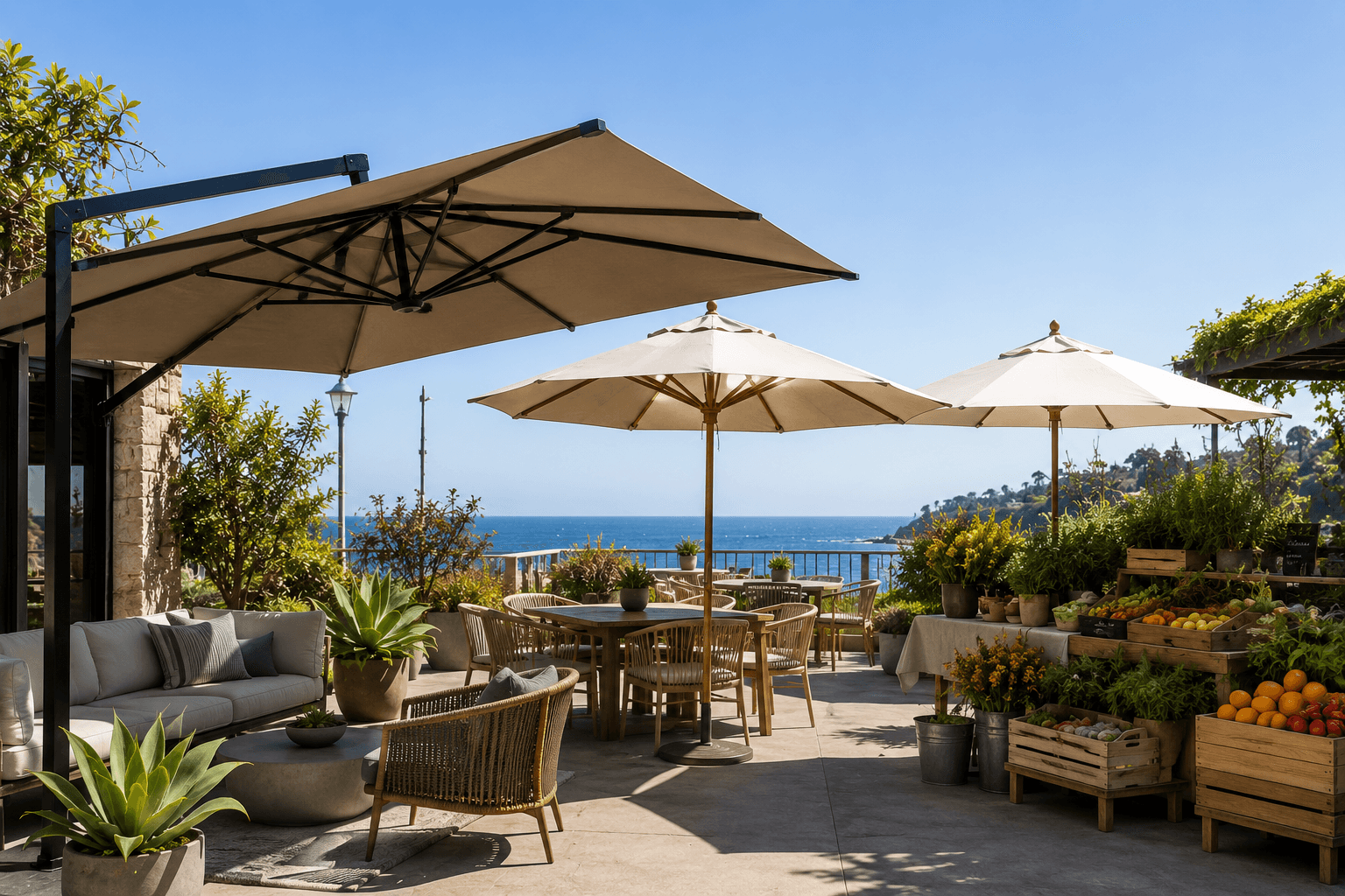 Outdoor patio umbrellas at a residential property