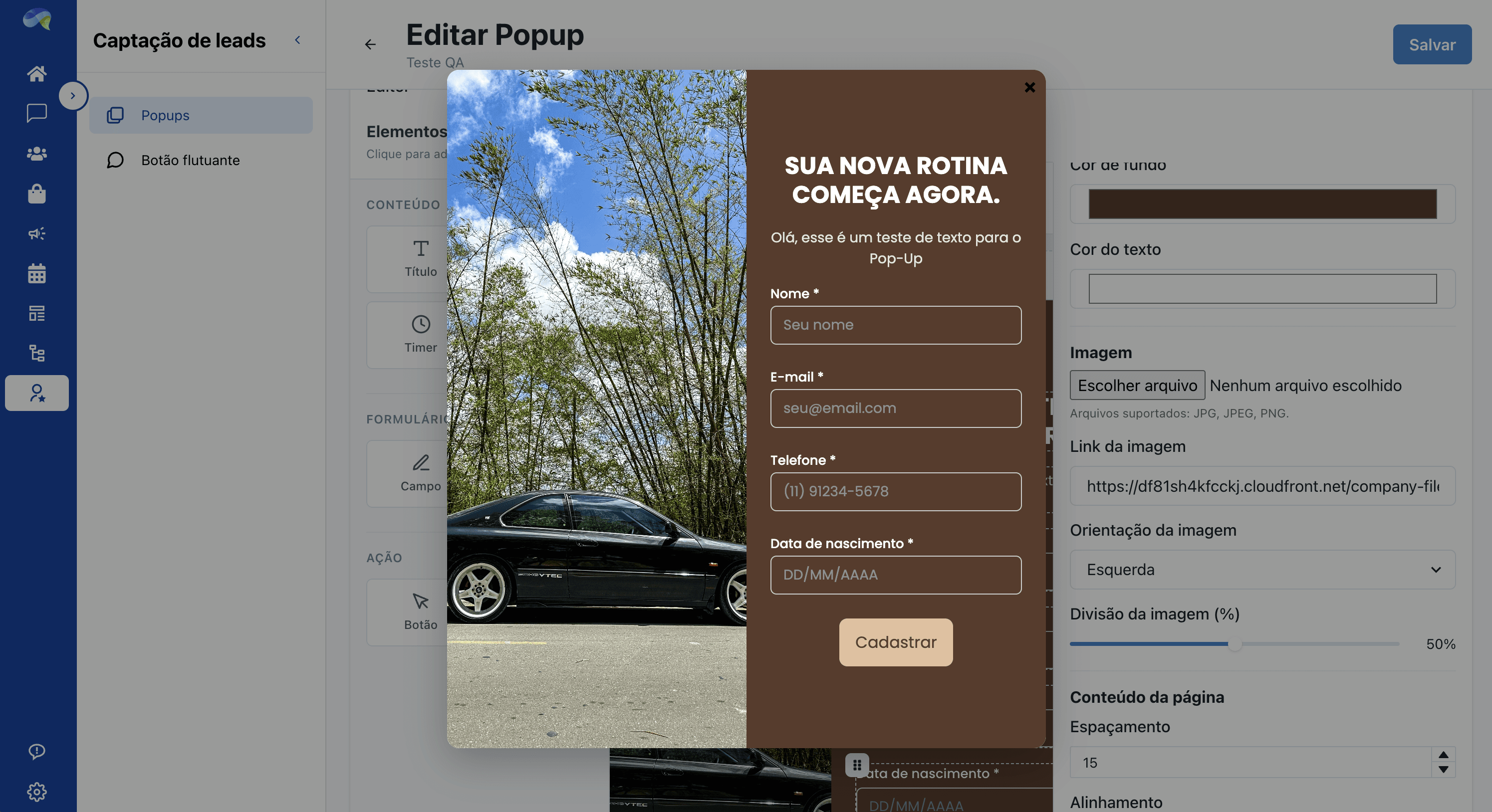 Popups de Aquisição