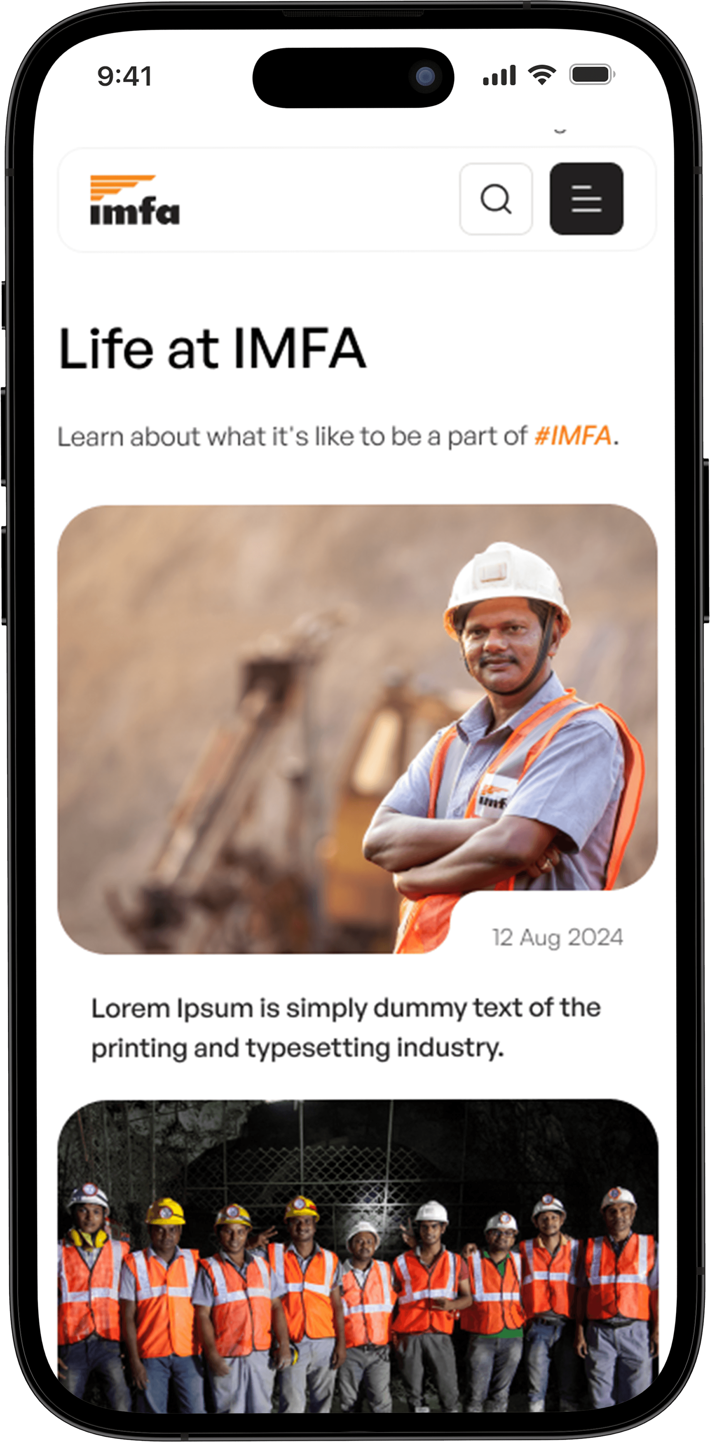 Life at IMFA page mockup image