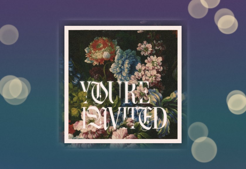 Vintage floral-themed digital wedding invitation with ‘You're Invited’ text, great for romantic and stylish online wedding cards