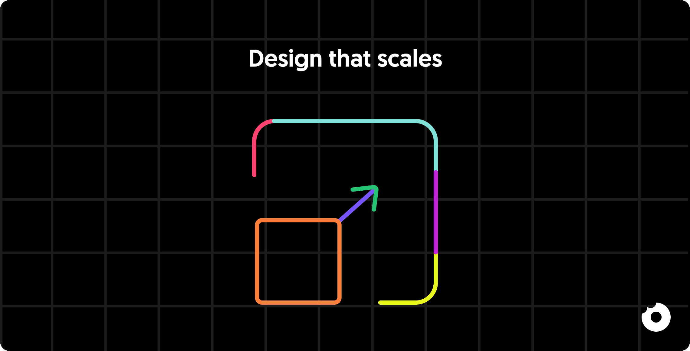 Scalable design illustration with upward growth arrow