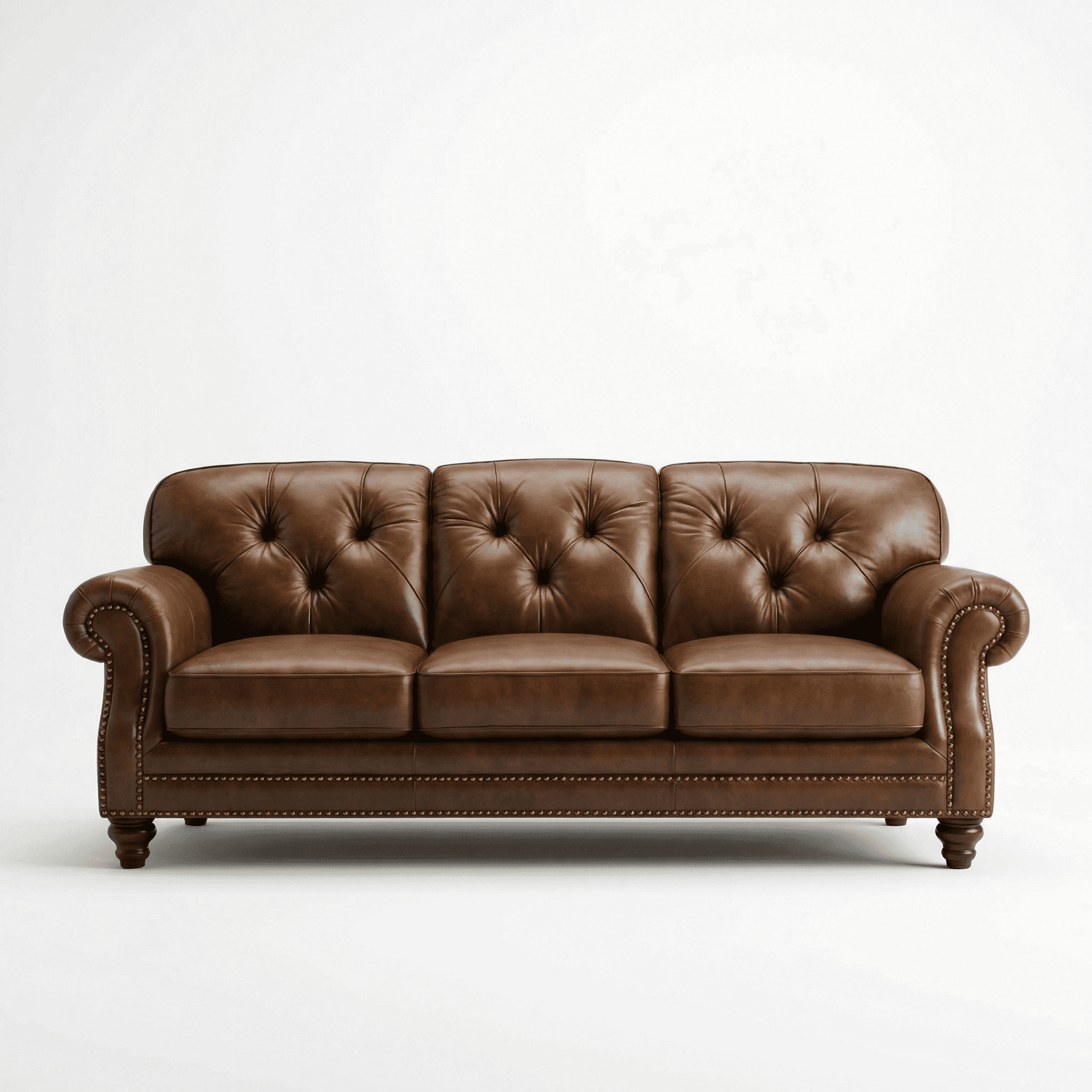 A statement three‑seater with deep button tufting and a bold, traditional character.