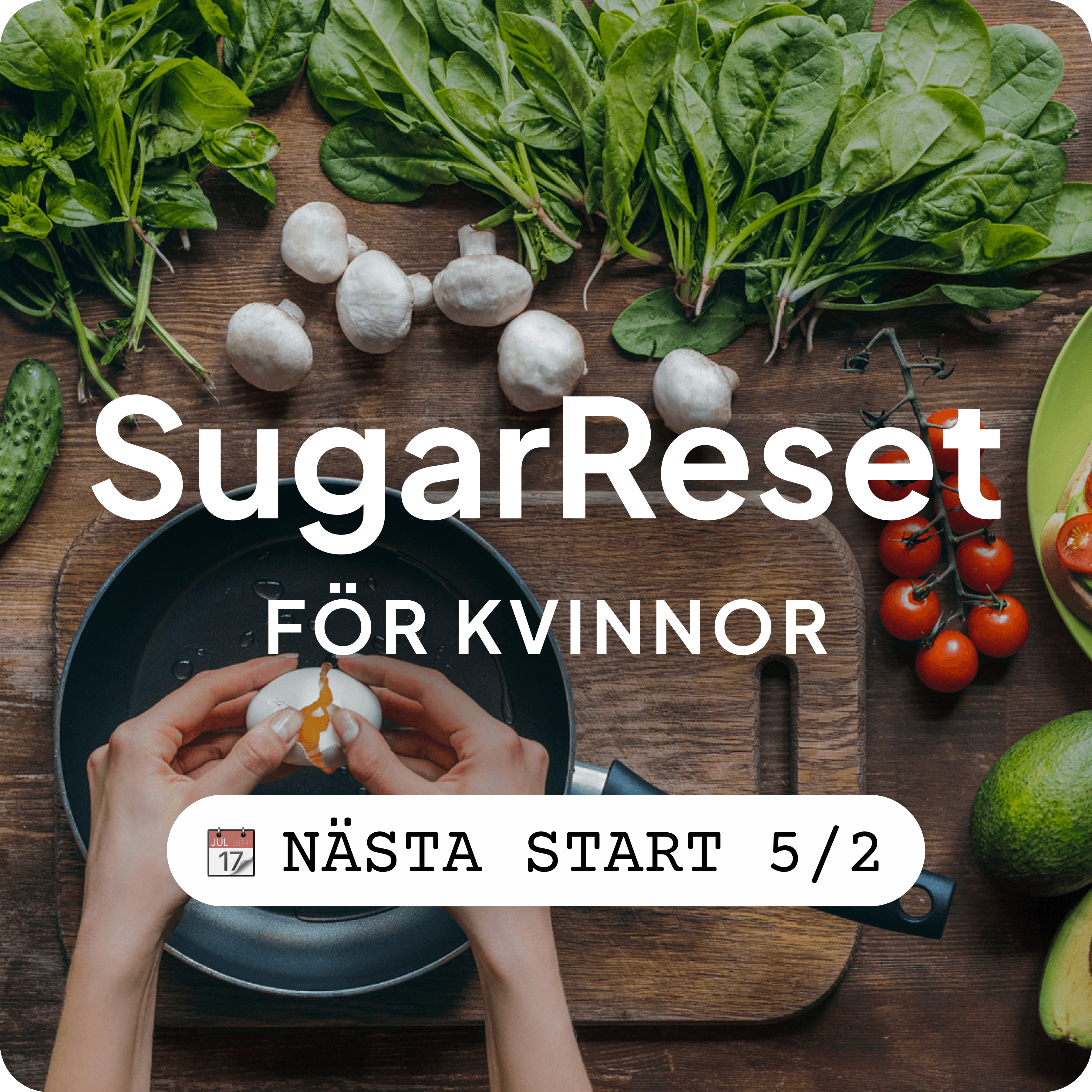 Programtitel överlagrad på en bild av en person som lagar hälsosam mat