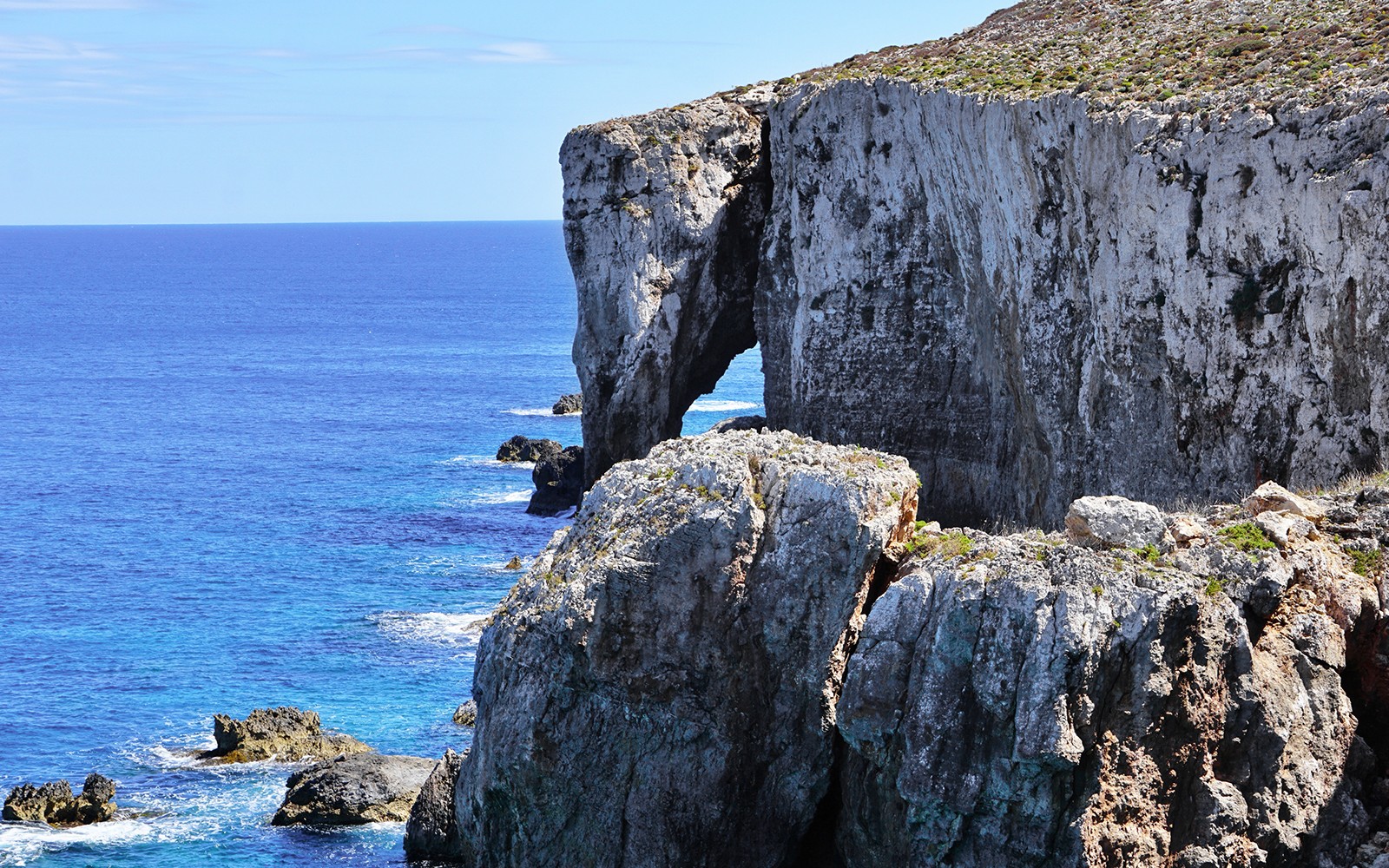 Elephant-shaped rock formation on Malta's coastline.