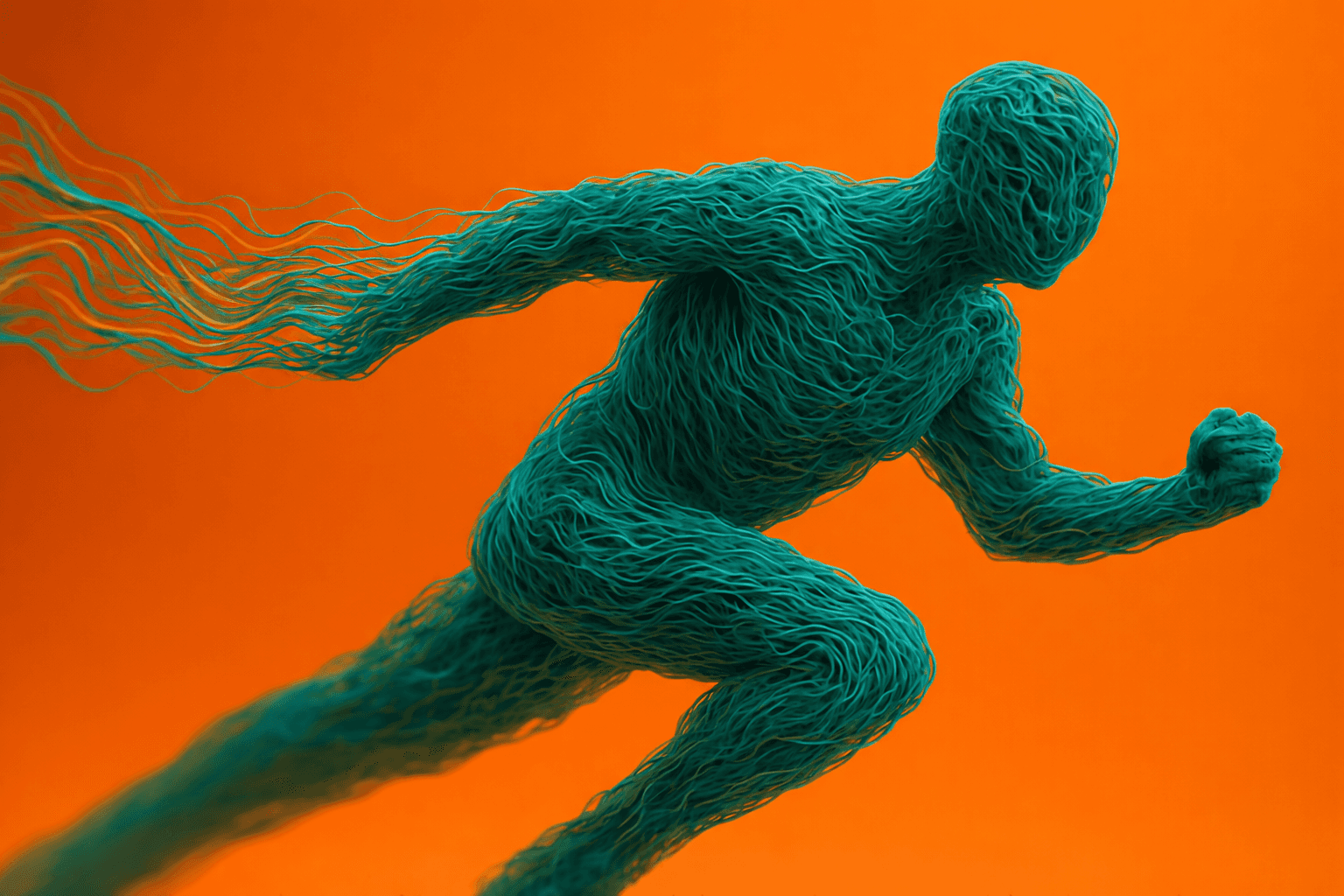 Artistic portrait with red and blue lighting creating a dramatic effect