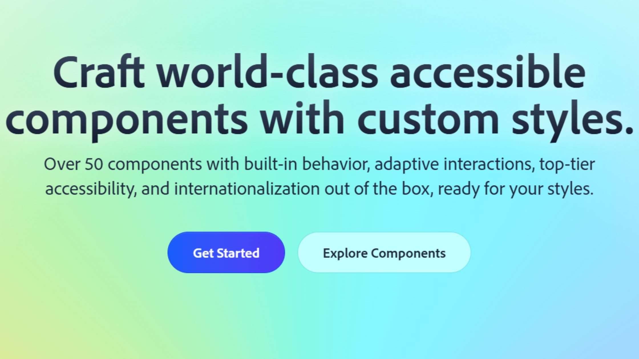React Aria landing page hero section