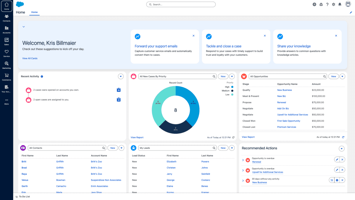 The Salesforce dashboard is comprehensive but can be complex. 