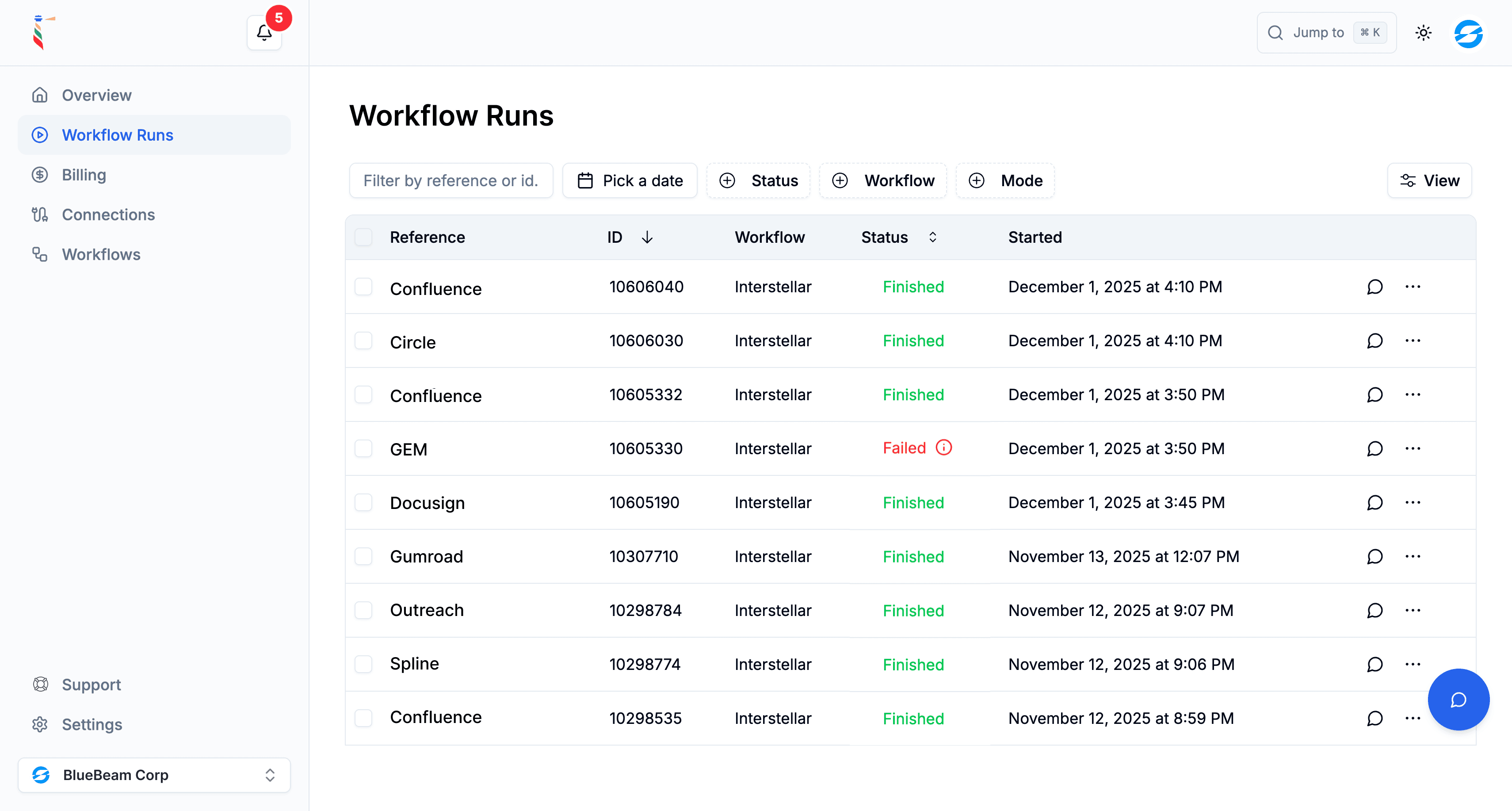 Screenshot of the main dashboard with gradients as background
