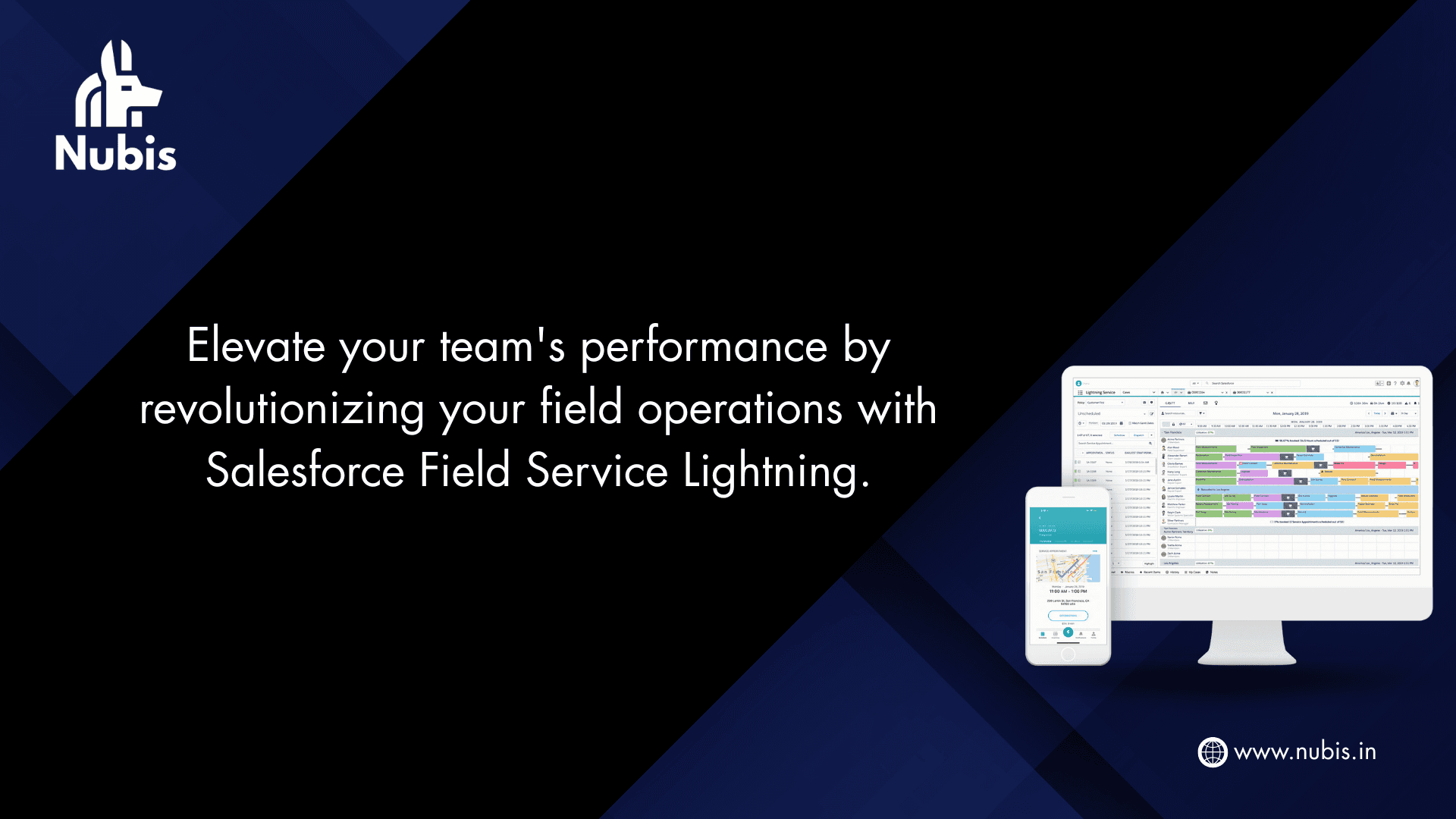 Illustration showing field service optimization using digital tools