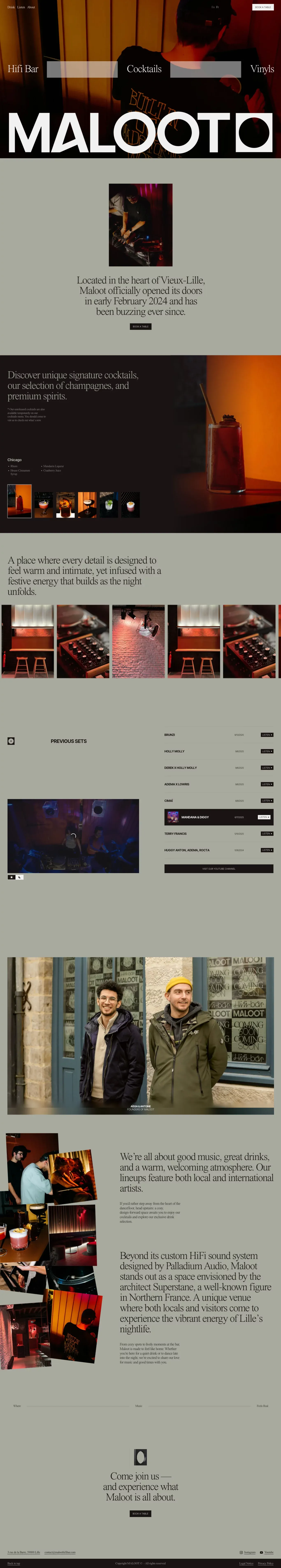MALOOT landing page screenshot showcasing Food & Drinks and Local Business design