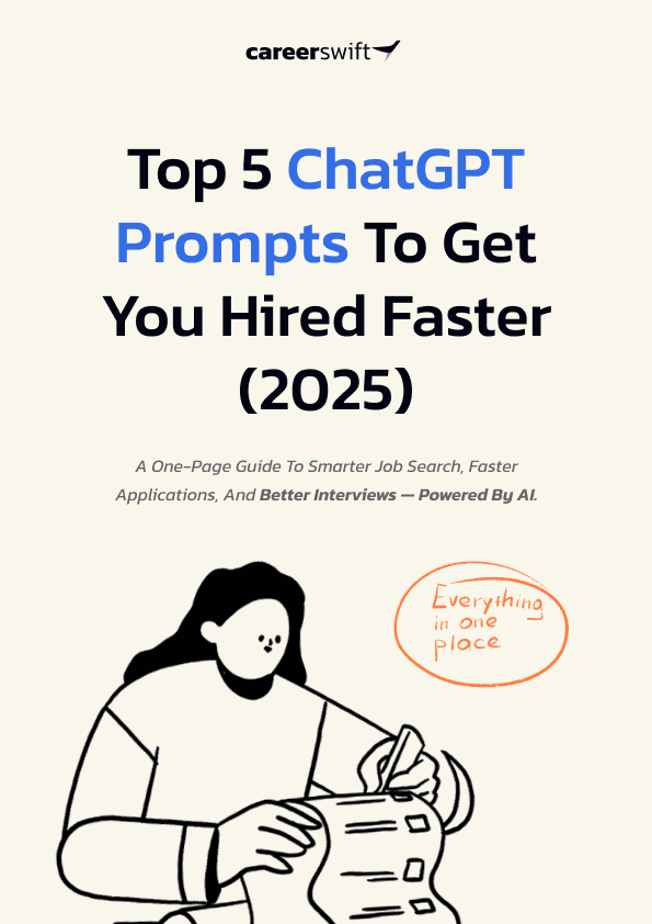 CareerSwift downloadable guide titled Top 5 ChatGPT Prompts To Get You Hired Faster (2025)