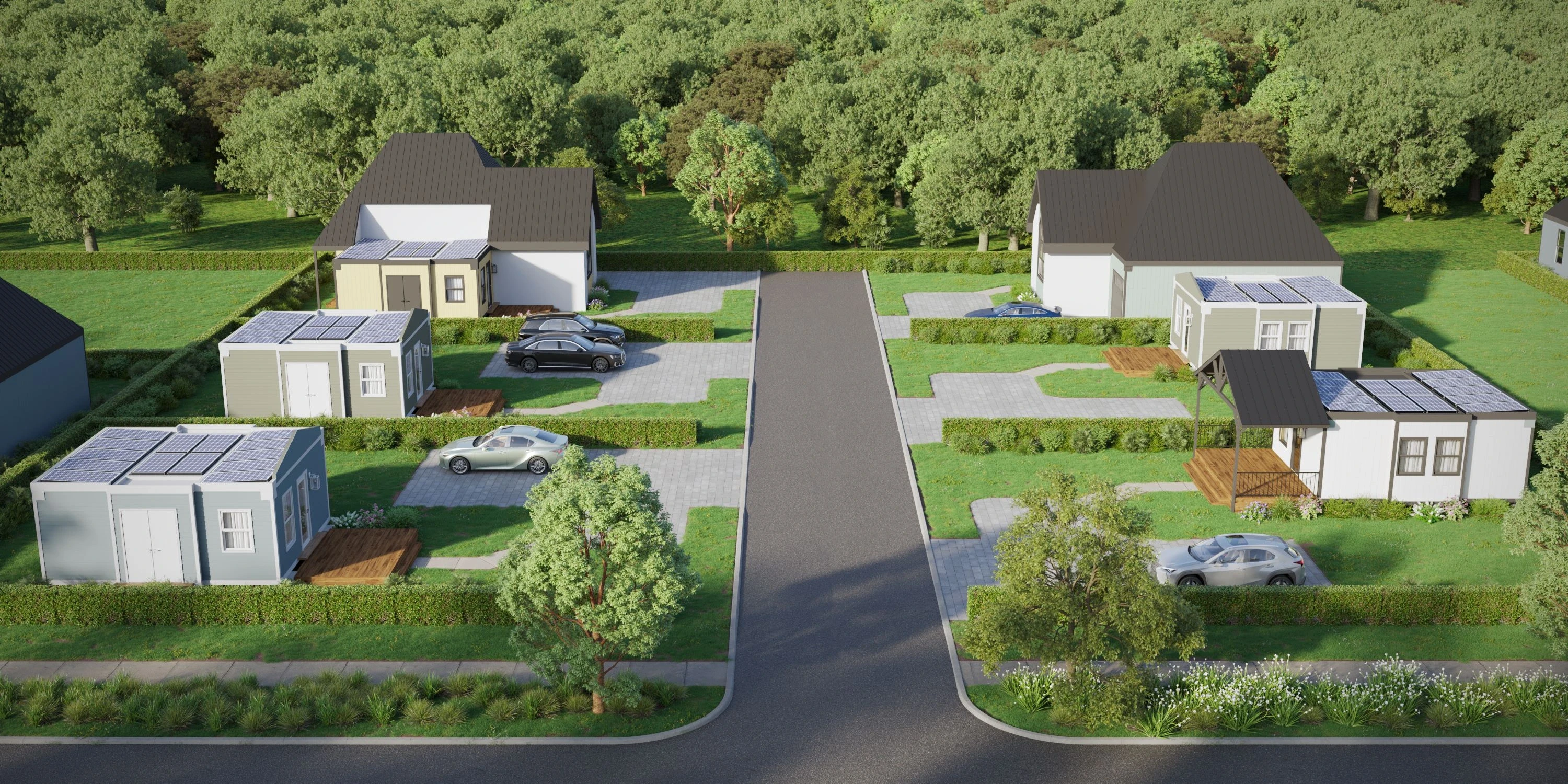 Mesocore modular ADU community — expandable core development render