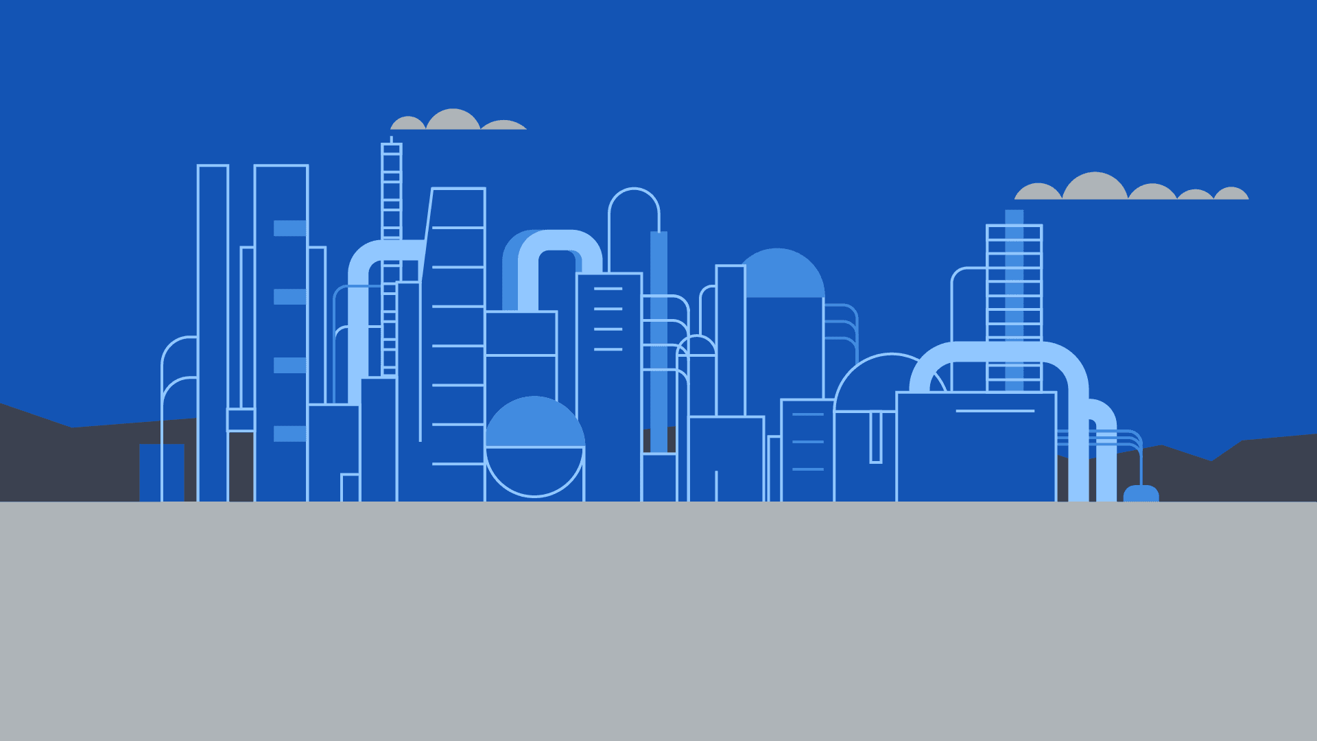 Stylised illustration of a big refinery.