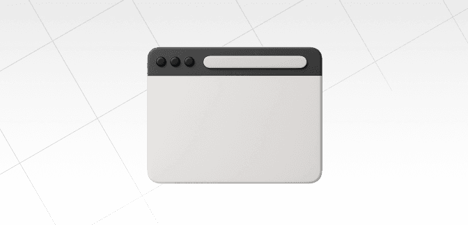 3D illustration of a browser window with search bar and buttons on a white screen, web design concept.