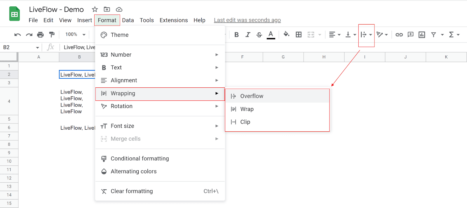 Wrap a text in a cell